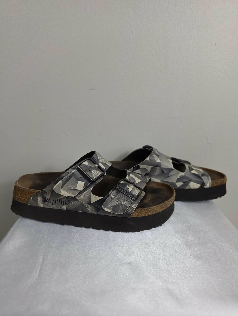 Birkenstock Papillio Geometric Black and White Platform Sandals Size 8